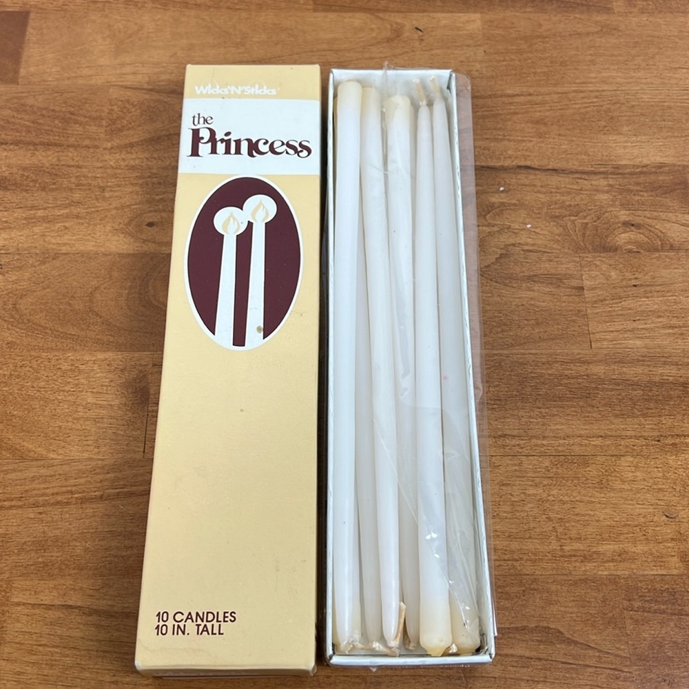 1982 Wicks n sticks the princess 10” candlesticks set of 10 new in box white